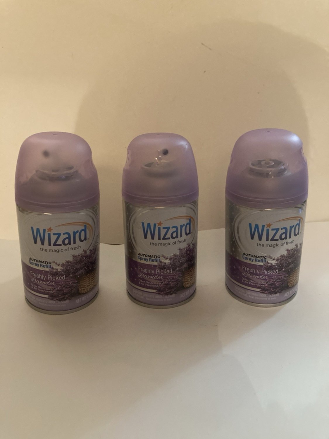 Wizard automatic spray refill 3pc lavender air freshener odor neutralizer