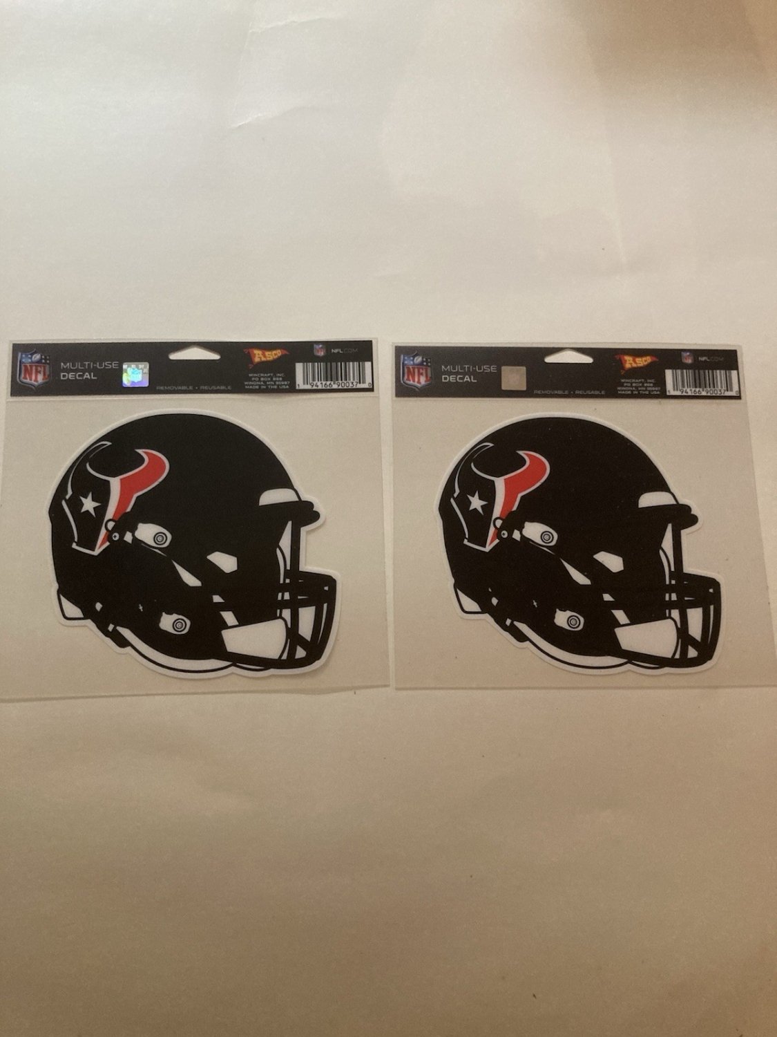 NFL Houston Texans decal helmet sticker 2pc multiuse reusable laminated Asco new