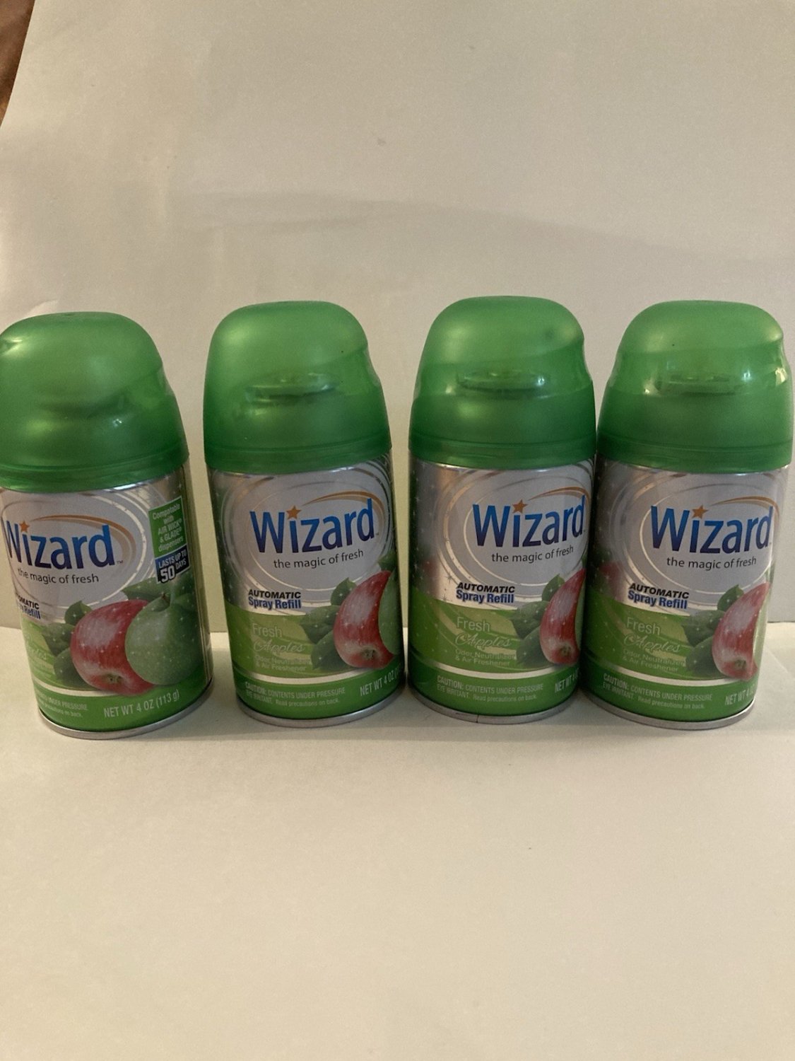Wizard automatic spray refill 4 fresh apple air wick freshener odor neutralizer