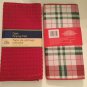 Winter kitchen 2 pc dish drying mat plaid set 12x18in red