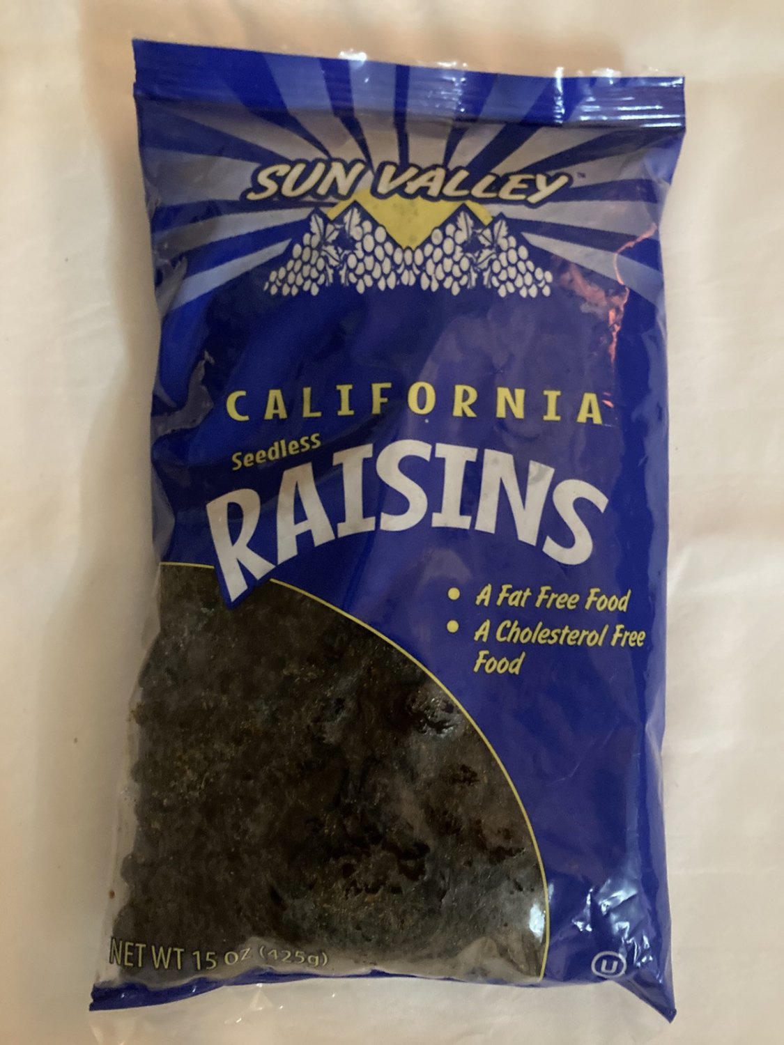 Sun Valley California Raisins seedless 15 oz fat free cholesterol free