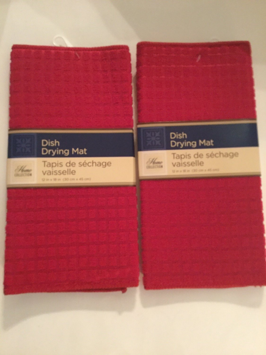 Valentines Day Winter kitchen 2 pc dish drying mat set 12x18 in red