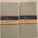 Winter 2 pc kitchen dish drying mat pastel blue 12x18 in