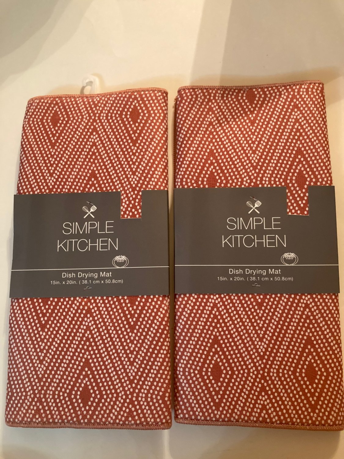 Winter dish drying mat Simple Kitchen 2pc set polka dots 15x20 in