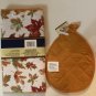 Winter kitchen dish drying mat pot mitt holder fall set 2 pc leaves orange