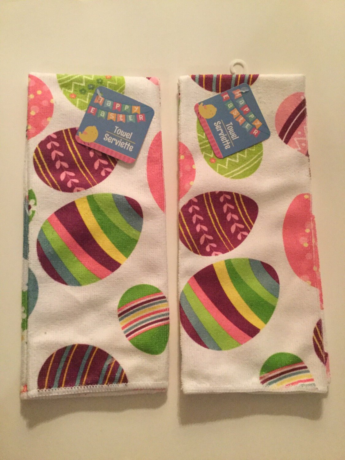 Easter towels eggs large 2 pc set 15x25 inch multicolor