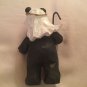 wooden bear figurine 2 wisemen hand carved black painted vintage 5 in