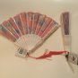 2 floral hand fans gift set foldable cloth metallic 9 in plastic
