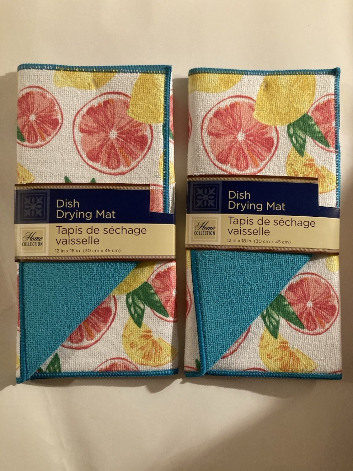 kitchen dish drying mat lemons fruits floral set 12x18 in Home Collection
