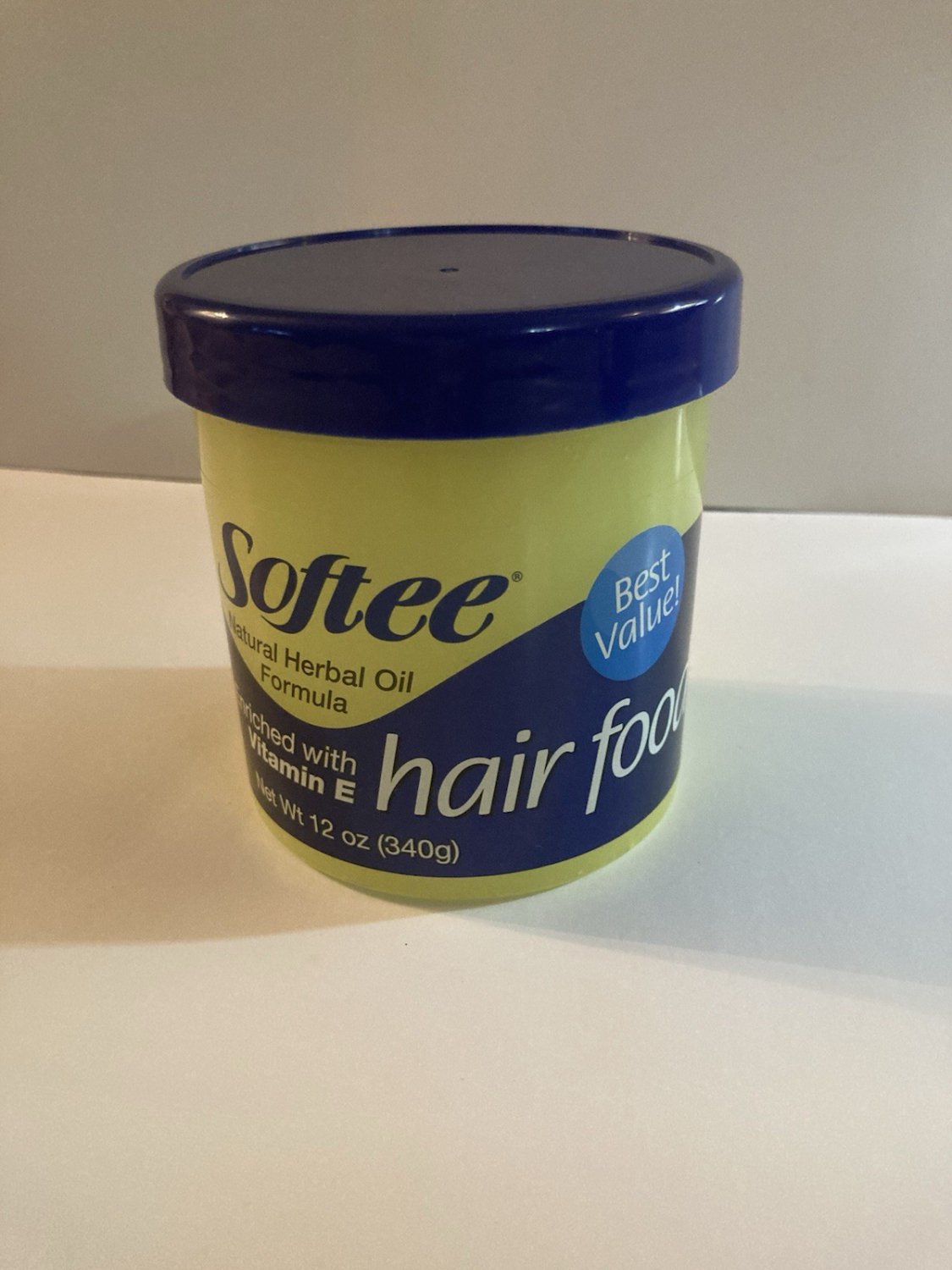12 oz Softee hair food conditioner Vitamin E natural herbal oil Size large 340 g