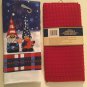 kitchen set dish drying mat towel gnome stars 2 pc 12x18 in red blue