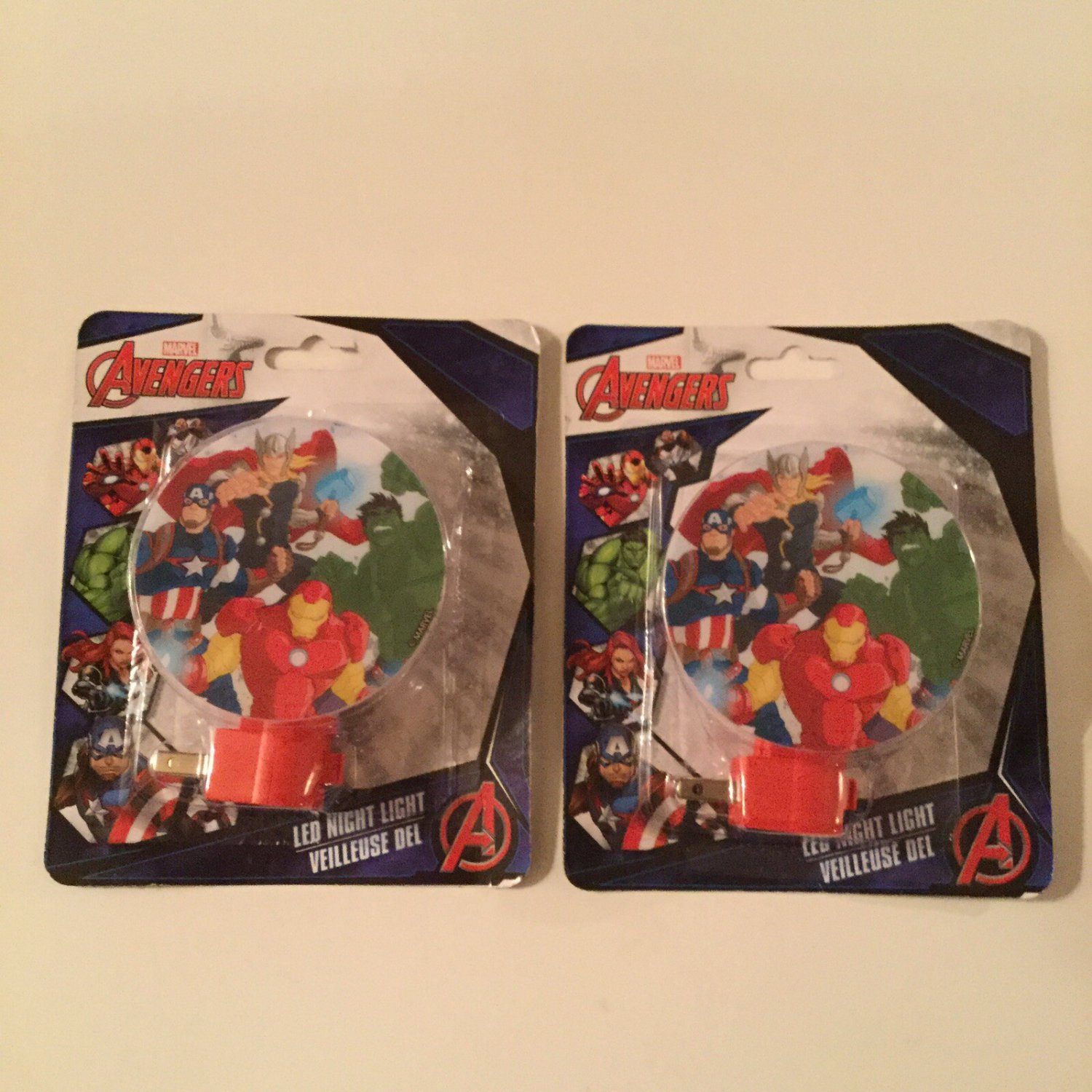 2 Marvel Avengers led night light plug in Hulk Thor Iron Man Captain America