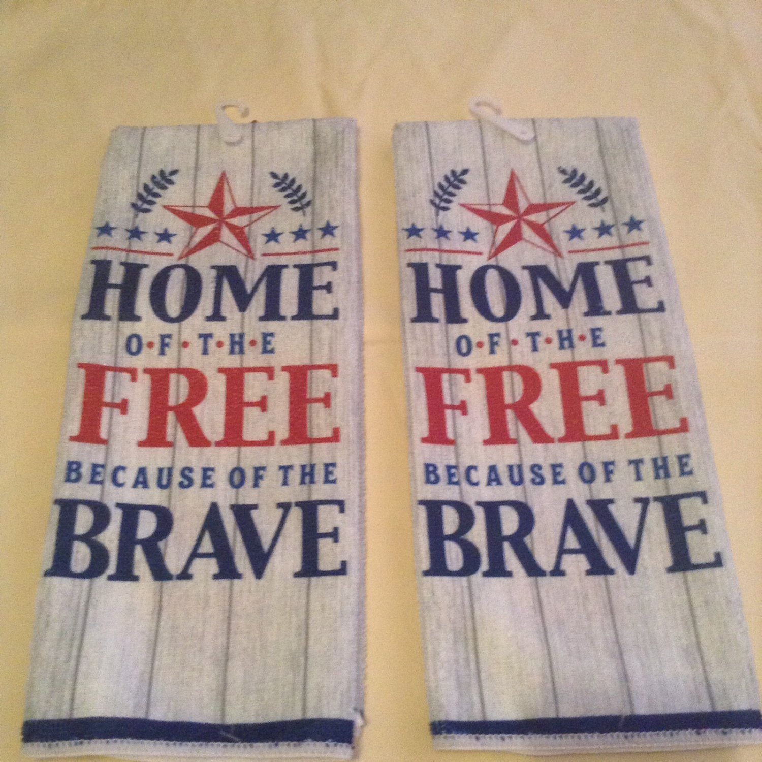 2 pc patriotic kitchen towels Home Collection home of the free 15x25 in