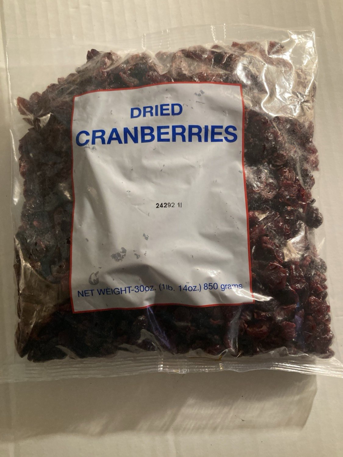 Dried cranberries 1 lb 14oz fat free 30oz cholesterol free USDA Food sodium free