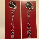 2 NFL Houston Texans banner helmet wall sign welcome door pressed wood decor red