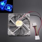 Blue Quad 4-LED Light Neon Clear 120mm PC Computer Case Cooling Fan Mod