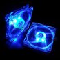 Blue Quad 4-LED Light Neon Clear 120mm PC Computer Case Cooling Fan Mod