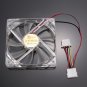 Blue Quad 4-LED Light Neon Clear 120mm PC Computer Case Cooling Fan Mod
