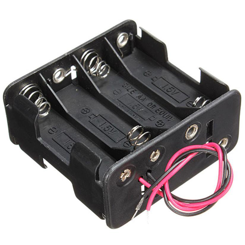 1Pc 8 AA 2A Battery 12V Clip Holder Black Box Case with Wire Leads