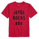 Boys Jesus Rocks Christian Red T-shirt : L