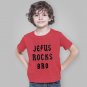 Boys Jesus Rocks Christian Red T-shirt : M