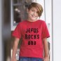 Boys Jesus Rocks Christian Red T-shirt : L