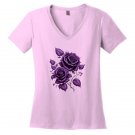 Women's Purple Rose Graphic V-Neck Tee : 3XL