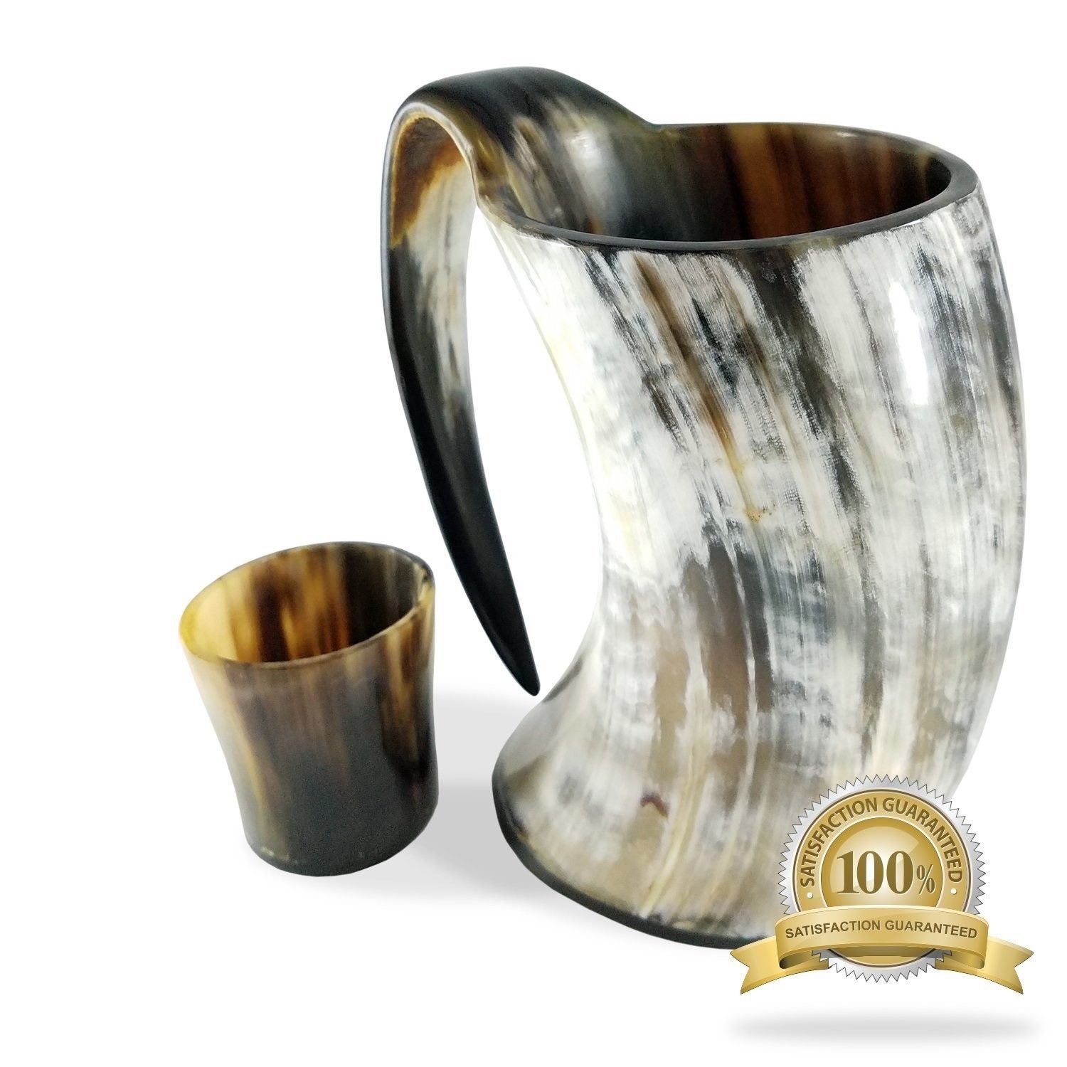 Buddha4all 36 oz Viking Drinking Horn Ale Tankard With Free Horn Shot Glass