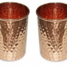 Copper Tumbler Hammered Glass Cup for Healing Ayurveda Product 8.45 Oz