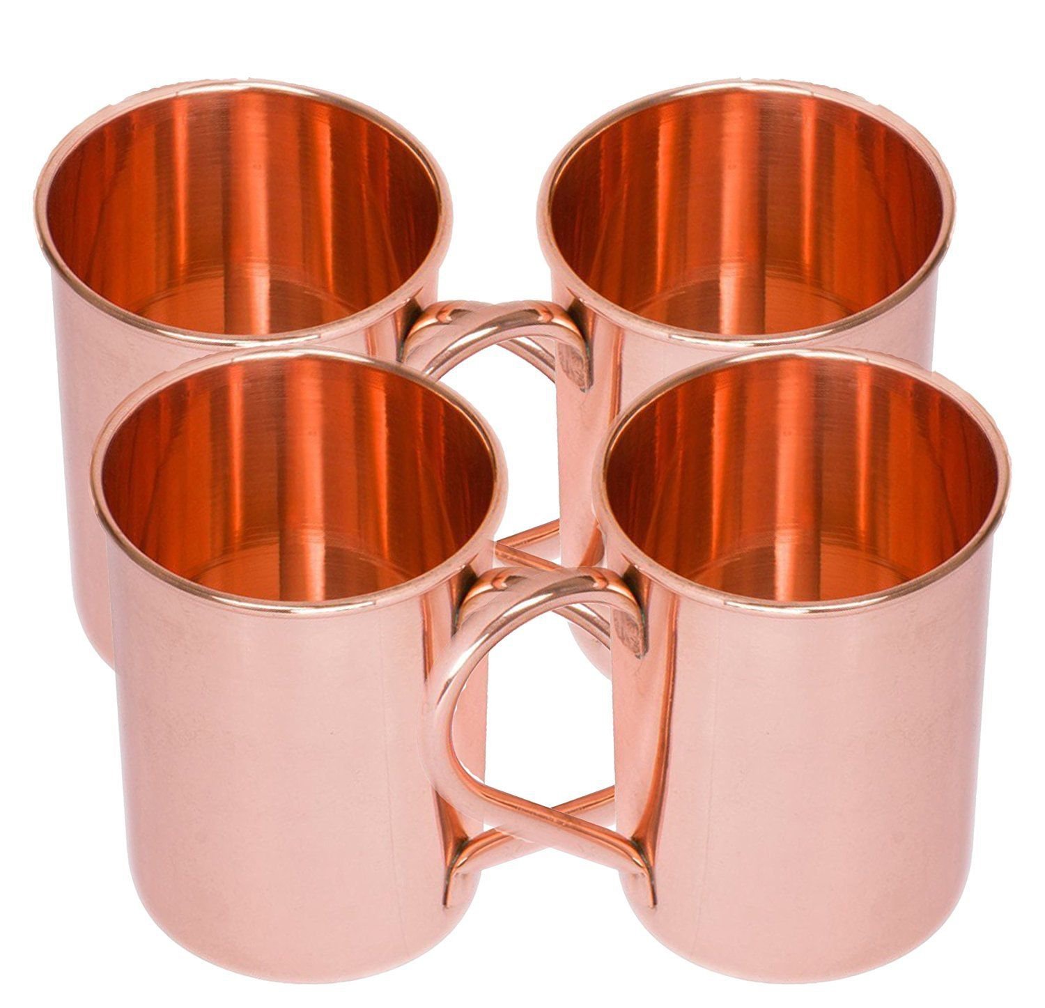 Straight Solid Copper Moscow Mule Mug Set 16 Oz Brown Set Of 4
