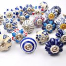 Blue and white hand painted ceramic pumpkin knobs cabinet drawer pulls Set Of 25