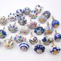 Blue and white hand painted ceramic pumpkin knobs cabinet drawer pulls Set Of 25