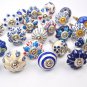 Blue and white hand painted ceramic pumpkin knobs cabinet drawer pulls Set Of 25