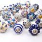 Blue and white hand painted ceramic pumpkin knobs cabinet drawer pulls Set Of 25