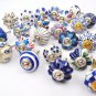 Blue and white hand painted ceramic pumpkin knobs cabinet drawer pulls Set Of 25