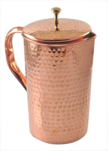 Hand Hammered Pure Copper Jug With Lid For Health Benefits