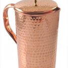 Hand Hammered Pure Copper Jug With Lid For Health Benefits