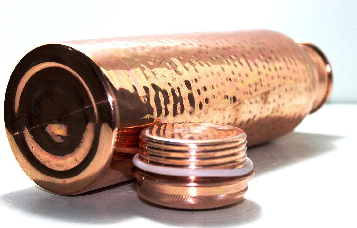 Hand Hammered Pure Copper Water Bottle For Ayurveda Health Benefits Set of 2