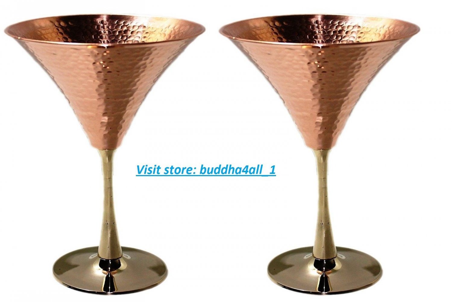 Solid Copper Martini Glass Beautifully Hammered Martini Glass holds 10 Ounce.(2)