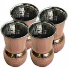 Hammered Outside Copper Inside Stainless Steel Tumbler Muglai Matka Glass SetOf4