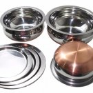 Copper Bottom Stainless Steel Bowl Serving Utensils Handi Pot Set of 3
