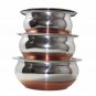Copper Bottom Stainless Steel Bowl Serving Utensils Handi Pot Set of 3