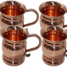 Authentic Copper Old Fashion Smooth Moscow Mule Mug with Flat Lip Set Of 4