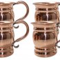 Authentic Copper Old Fashion Smooth Moscow Mule Mug with Flat Lip Set Of 4