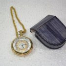 Battery Powered Hand Made Stylist WEST END Pocket Watch With Leather Case Pouch