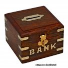 Handcrafted Wooden Square Money Bank Square bank box