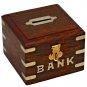 Handcrafted Wooden Square Money Bank Square bank box