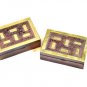 Wooden Pocket Pill Storage Box Case Organizer with Brass Inlay Like Pills Set 4