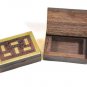 Wooden Pocket Pill Storage Box Case Organizer with Brass Inlay Like Pills Set 4