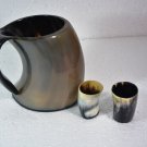 Handmade Real Horn Viking Bar Mug  6-7" With 2 Shot Mug From Natural Material